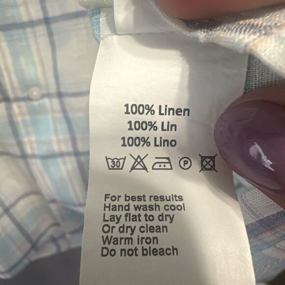 Peter Millar Collection 100% Linen Flex Finish Shirt Button Down Mens XXL Plaid - Picture 8 of 8